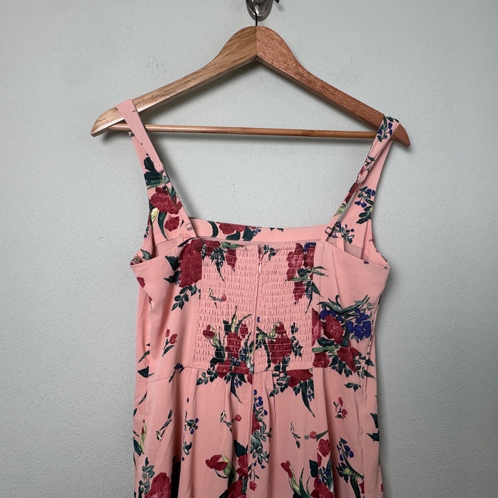 Abercrombie & Fitch Fit and Flare‎ Squareneck Smocked Mini Dress Blush Floral M - Picture 11 of 16